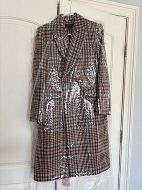 JCREW Classic Wool Plaid Long Coat - Brown Multi